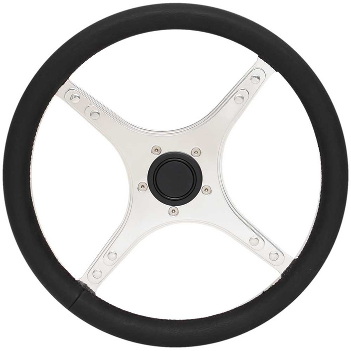 Grant Boat Deluxe Steering Wheel | 14 5/8 Inch Black Stainless Steel